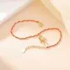Yiluyin Plata de Ley S925 Chapada en Oro Tejida a Mano Caballo del Zodiaco Caballo del Año Nuevo Año de Nacimiento Pulsera de Hilo Rojo Pulsera de Muñeca
