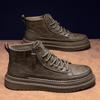 Sapatos Masculinos de Outono Novos Botas Martinas de Cano Alto Tendência Masculina Versátil Antiderrapante Resistente ao Desgaste Sapatos de Trabalho Sapatos Casuais de Couro Sapatos de Trabalho