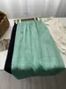 Falda casual de algodón y lino para mujer para el verano, nuevo estilo ins, cintura elástica, corte holgado, tacto de alta gama, falda midi recta con abertura
