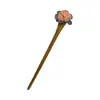Estilo Nacional Madeira Elegante Grampo de Cabelo Estilo Antigo Grampo de Cabelo Hanfu Jardim de Osmanthus Gardênia Flor de Ameixa Disco Borboleta Acessório de Cabeça Franja Lateral