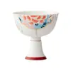 Estilo Dinastía Tang y Song Cerámica Blanca Pintada a Mano Peonía Taza Maestra de Pie Alto Juego de Té Kung Fu Taza de Té Cerámica para el Hogar