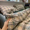 Conjunto de Cuatro Piezas Estilo INS para Dormir sin Ropa, Espesor Grado A, Mamá y Bebé, Algodón Puro, Rayas Genuinas, Sábana, Funda de Edredón, Funda de Almohada, Conjunto de Tres Piezas para Dormitorio
