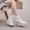 Botines de Lona para Mujer de Tacón Ultra Alto de 12 cm con Suela Gruesa 2026 Nuevos Botines Casuales de Caña Alta de Moda para Primavera y Otoño