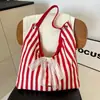 Bolsa Grande de Couro Estilo Coreano Retrô Bolsa Feminina Bolsa de Lona Bordada Estilo Ins Letra Simples Roupa de Trabalho Bolsa de Ombro Versátil