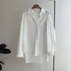 Camisa de Algodão Puro Solta de Manga Longa Beishan Tongshu para Mulheres, Outono Estilo Coreano Versátil Casaco Casual 3196