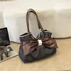 Bolso tote de lunares con lazo estilo coreano para mujer, bolso de hombro de gran capacidad para el trabajo, bolso de axila, bolso de mano retro estilo universitario
