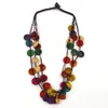 Collar Bohemio Retro Europeo y Americano de Madera de Cáscara de Coco Tejido de Longitud Media Multicolor de Moda con Cuentas