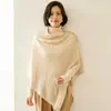 Xale de Cashmere Tricotado Liso de Cor Sólida com Botões Protetor de Ombro Cachecol Feminino Capa Quente Multifuncional Peça de Roupa Externa