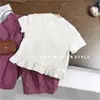 Conjunto de Verano para Niñas Nuevo Elegante Ropa Infantil Conjunto de Dos Piezas Camiseta de Manga Corta de Verano para Bebé y Pantalones Curvos Exportación