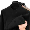Suéter de lana de fabricante directo para hombre, tejido grueso jacquard de cuello medio alto para invierno, suéter cálido para padres de mediana edad y mayores