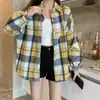 Camisa de Cuadros para Mujer de Primavera y Otoño, Top Holgado para Mujer, Camisa Nueva Estilo Principios de Otoño 2024, Camisa de Cuadros para Mujer