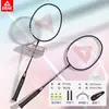 Raqueta de Bádminton Peak Genuina, Doble Raqueta Duradera, Ultraligera, Fibra de Carbono Completa, Juego de Grado Profesional para Adultos y Niños