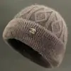 Gorro tejido para mujeres de mediana edad y mayores, otoño e invierno, estilo abuela, cálido y con forro de polar, adecuado para madres y personas mayores