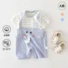 Mono de Verano Fino de Algodón para Bebé de Manga Corta Clase A Ropa para Exteriores Estilo Coreano Peto Ropa para Bebés Mameluco Traje para Gatear