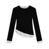 Camiseta de Manga Larga con Hombro Normal de Dos Piezas Falsas para Mujer 2026 Otoño Diseño Adelgazante Sentido de Diseño Nicho Capa Interior Camiseta Base Top