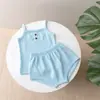 Conjunto de Camisola de Verano Nuevo Estilo 2026 para Bebés Niñas, Ropa Infantil Coreana, Pantalones Cortos de Triángulo para Bebés Niños