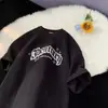 Camiseta Casual Solta Versátil Estilo Casal Unissex Estampa de Letras Tendência Verão Manga Curta Retro Americano