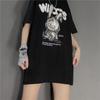 Camiseta com Estampa de Coelho Luto Sombrio Transfronteiriça para Homens e Mulheres Solta Casal Ins Super Quente Hip-Hop Oversize Manga Curta Tendência