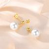 Aretes de Plata Esterlina S925 Estilo Coreano Aretes Redondos de Perlas con Cuentas para Mujer Estilo Francés Elegantes Modernos Cortos Femeninos