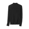 Camiseta interior de lana fina Yangzi para mujer, otoño e invierno, ajuste ceñido, color rosa, suéter de punto con cuello semi-alto