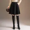 Elegante saia de lã para mulheres, novo estilo outono e inverno 2026, cintura alta, cobre o quadril, saia evasê emagrecedora para corpo tipo pera