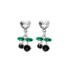 Colección de Pendientes Lindos de Frutas Aguja de Plata, Clips para Orejas Dulces Estilo Girly Sin Perforación, Pendientes de Fresa con Cara Sonriente Incrustados de Diamantes para Mujeres