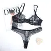 Lencería de Encaje Sexy de Comercio Exterior Verano Ultra-delgada Pura Deseo Floral Conjunto de Lencería Francesa para Busto Grande para que Parezca Más Pequeño Conjunto de Lencería