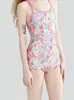 Maiô de Uma Peça Feminino para Competição Perna Curta Estilo Novo Man Hua Yun Piscina Especial Fonte Termal Super Bonito