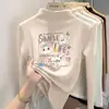 Camiseta térmica de manga larga para niña con forro polar, nuevo estilo otoño/invierno 2026, para niñas mayores y jóvenes, camiseta con cuello semi-alto