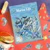 50 Adesivos de Estampagem a Quente de Vida Marinha para Pet Estilo Literário Retrô Ins Decoração de Colagem para Diário de Mão DIY