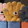 Guantes de Invierno para Niños, Hombres y Mujeres, de Medio Dedo, Calentador de Dedos, Portadidos de Dibujos Animados de Felpa Grandes, Engrosados, a Prueba de Viento, Portadidos de Cinco Dedos