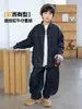 Novo Conjunto Jeans Outono 2025 para Meninos Panda Yuan Yuan Conjunto Jeans de Duas Peças Jaqueta Jeans + Calça Jeans