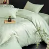 Conjunto de cama luxuoso e de alta qualidade para outono/inverno, espesso, 100% algodão, quatro peças, incluindo um lençol de algodão puro, uma fronha de colcha jacquard e uma colcha quente