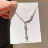 Collar con colgante de gota de agua de circón bañado en oro real de 18k, cadena de clavícula de moda estilo coreano, accesorio de lujo ligero de alta gama
