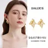 Brincos femininos S925 em prata de lei banhados a ouro, formato de estrela vazada, luxo leve, sensação de alta qualidade, design de nicho, estilo minimalista.