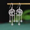 Aretes de plata S925 de ciervo dorado, retro, lujo ligero, mucho dinero, árbol de dinero antiguo, aretes largos para mujer, aretes personalizados