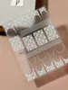Adesivos para Nail Art Padrão Formiga Renda Francesa Retrô Adesivos de Rosa Quadrados Simples Clássicos Preto e Branco Yt8617