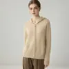 Cardigã de malha grossa em tricô de cabo 100% caxemira, macio e confortável, estilo outono/inverno, quente, com capuz, zíper, peça de outer wear de alta qualidade
