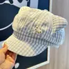 Gorro Octogonal a Cuadros con Orejas de Gato para Mujer, Boina de Otoño e Invierno, Gorro de Artista Adelgazante, Gorro Lindo, Venta Directa de Fábrica al por Mayor