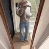 Chaqueta de Punto Casual Holgada con Patrón de Cáñamo Estilo Perezoso Otoño e Invierno Cardigan Grueso de Punto con Solapa y Cremallera Estilo Old Money para Mujer