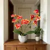 10 peças Nova Flor de Simulação Phalaenopsis Pequena Planta em Vaso Decoração de Mesa para Casa e Escritório Flor Artificial Bonsai de Cimento