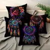 Nuevo Carrillón de Viento de Plumas Transfronterizo Funda de Cojín Multicolor Estampada en Lino Cojín para el Hogar Cojín para Silla de Oficina