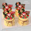 Decoração de Bolo de Natal Feliz 2025 Enfeites de Papai Noel de Plástico Macio Sino Círculo de Grama Bandeirinha Pequena Plug-in para Sobremesa