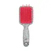 Pente de massagem em formato de almofada quadrada pequena com glitter, personalizado pelo fabricante, uma escova de cabelo de plástico para estudantes do sexo feminino, compacto e portátil, adequado para crianças