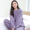 Conjunto de Pantalones Cálidos de Franela para Mujer Ropa Gruesa para el Hogar Pijamas de Terciopelo Coral para Mujer Cálidos Sueltos Casuales Talla Grande Invierno