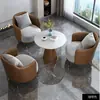 Sencillo y Lujoso Juego de Sofá Individual y Mesa de Centro para Ocio, Recepción de Hotel, Oficina de Ventas, Mesa y Sillas de Reunión, Recepción de Salón de Belleza