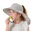 Chapéu de Proteção Solar Infantil, Chapéu de Sol de Verão, Xale Anti-UV, Chapéu com Proteção para o Pescoço, Chapéu Fofo com Aba Larga e Topo Vazio para Meninos e Meninas