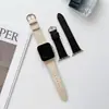 Adecuado para correa de apple watch s8 patrón lichi correa casual de cuero iwatch1-7 SE