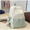 Mochila Estilo Japonês Nova Tendência Alta Aparência Cor Fresca e Doce Color Blocking para Alunos do Ensino Fundamental e Médio, Mochila Leve de Viagem