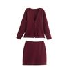 Lote de Exportación de Ropa Popular para Mujer Estilo Europeo y Americano Transfronterizo Aliexpress Chaqueta de Punto Simple Ajustada Traje de Falda Corta Zr Spot